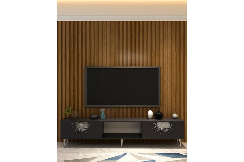 Tari TV-bænk 150 cm - Antracit/Sølv - Møbler - TV borde & mediemøbler - TV-borde