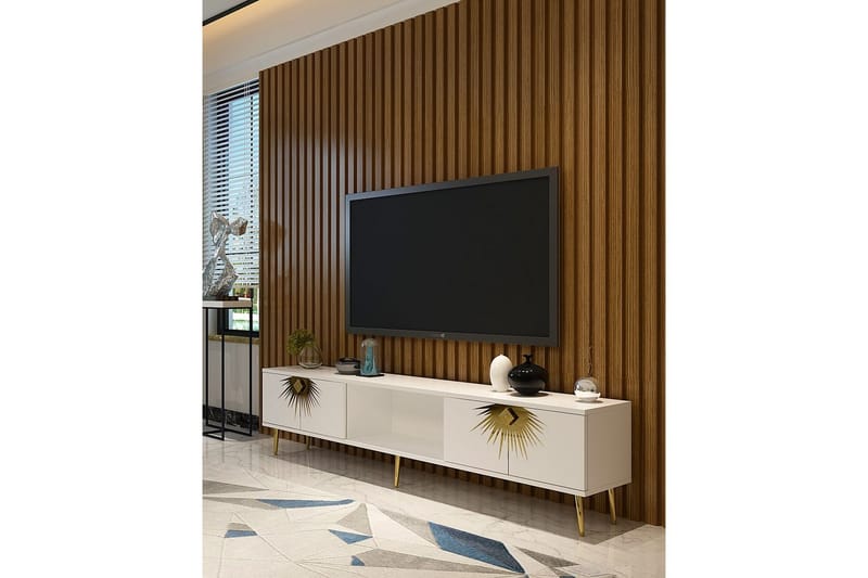 Tari TV-bænk 150 cm - Hvid/Guld - Møbler - TV borde & mediemøbler - TV-borde