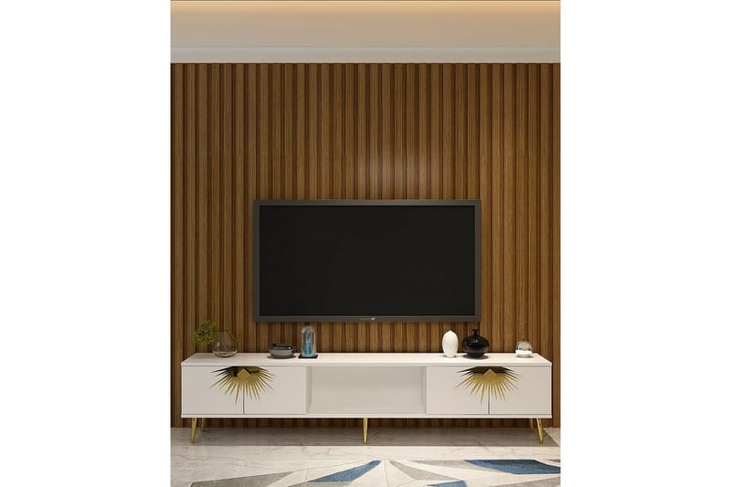 Tari TV-bænk 150 cm - Hvid/Guld - Møbler - TV borde & mediemøbler - TV-borde