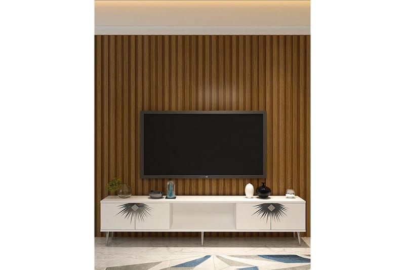 Tari TV-bænk 150 cm - Hvid/Sølv - Møbler - TV borde & mediemøbler - TV-borde