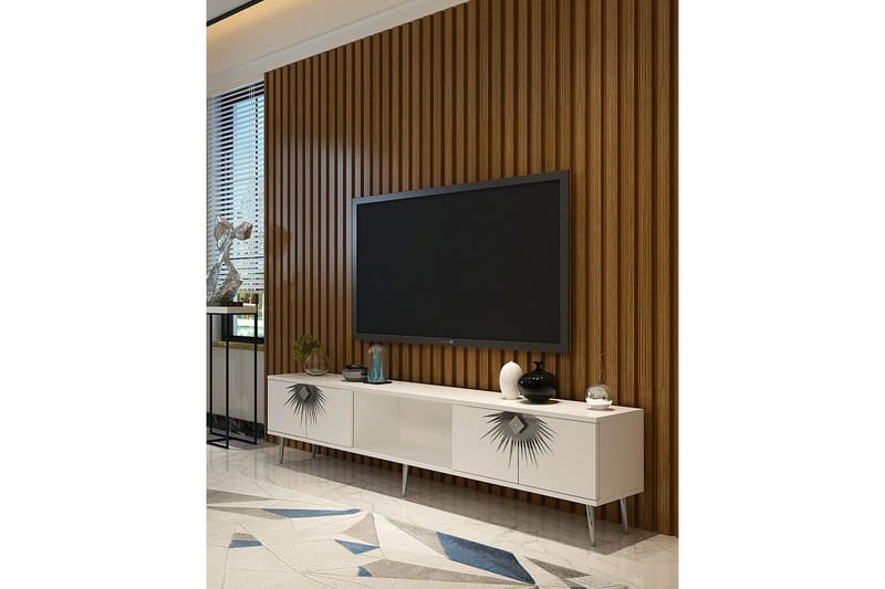Tari TV-bænk 150 cm - Hvid/Sølv - Møbler - TV borde & mediemøbler - TV-borde