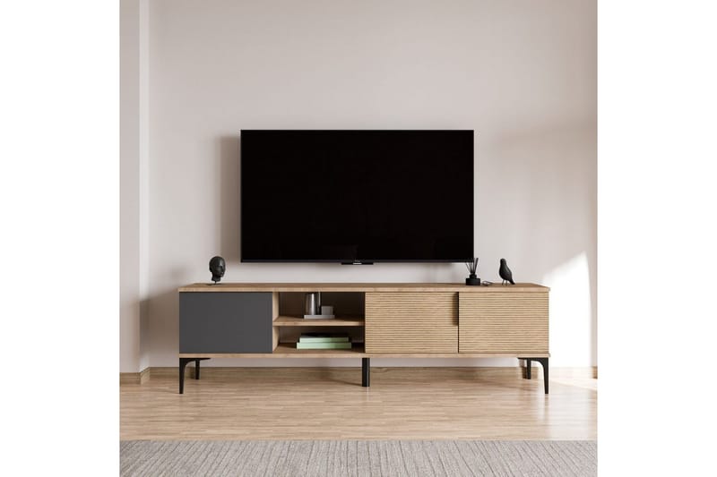 Tarz TV-skab 180 cm - Mellemfarvet træ/Antracit - Møbler - TV borde & mediemøbler - TV-borde