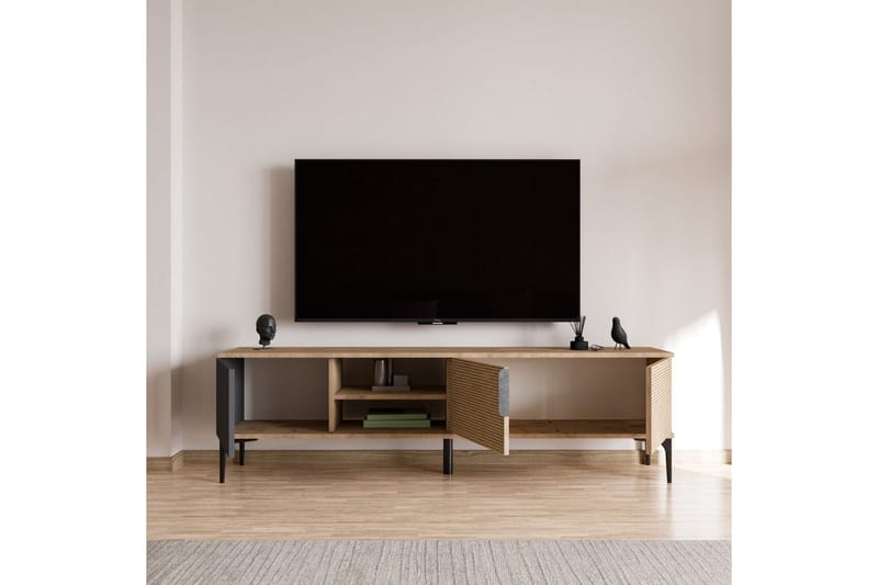 Tarz TV-skab 180 cm - Mellemfarvet træ/Antracit - Møbler - TV borde & mediemøbler - TV-borde