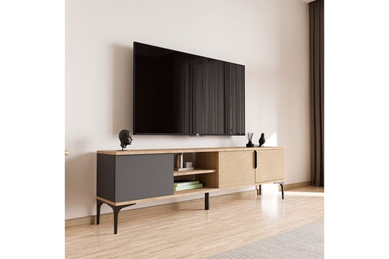 Tarz TV-skab 180 cm - Mellemfarvet træ/Antracit - Møbler - TV borde & mediemøbler - TV-borde