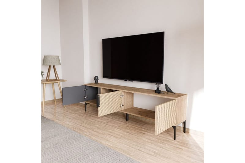 Tarz TV-skab 180 cm - Mellemfarvet træ/Antracit - Møbler - TV borde & mediemøbler - TV-borde