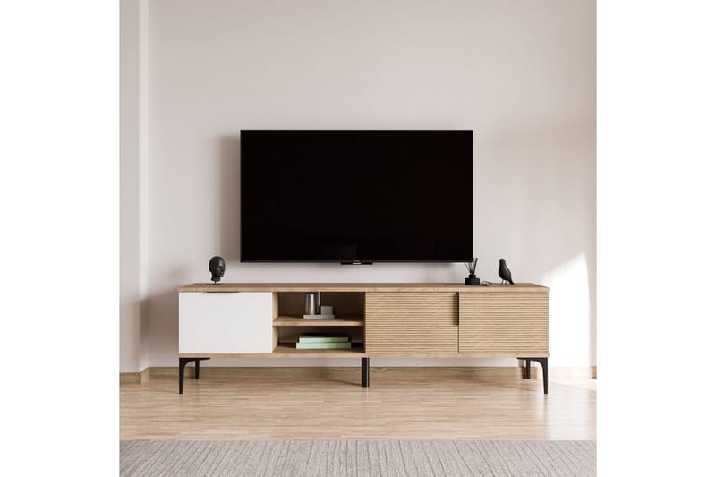 Tarz TV-skab 180 cm - Mellemfarvet træ/Hvid - Møbler - TV borde & mediemøbler - TV-borde