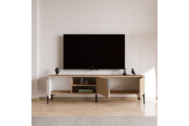 Tarz TV-skab 180 cm - Mellemfarvet træ/Hvid - Møbler - TV borde & mediemøbler - TV-borde