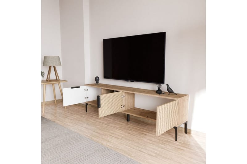 Tarz TV-skab 180 cm - Mellemfarvet træ/Hvid - Møbler - TV borde & mediemøbler - TV-borde