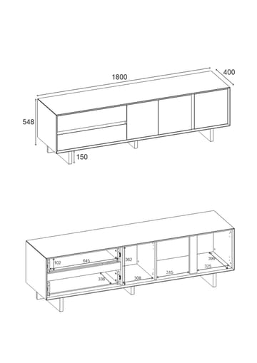 Tavon TV-bænk 180x55x45 cm - Natur eg - Møbler - TV borde & mediemøbler - TV-borde