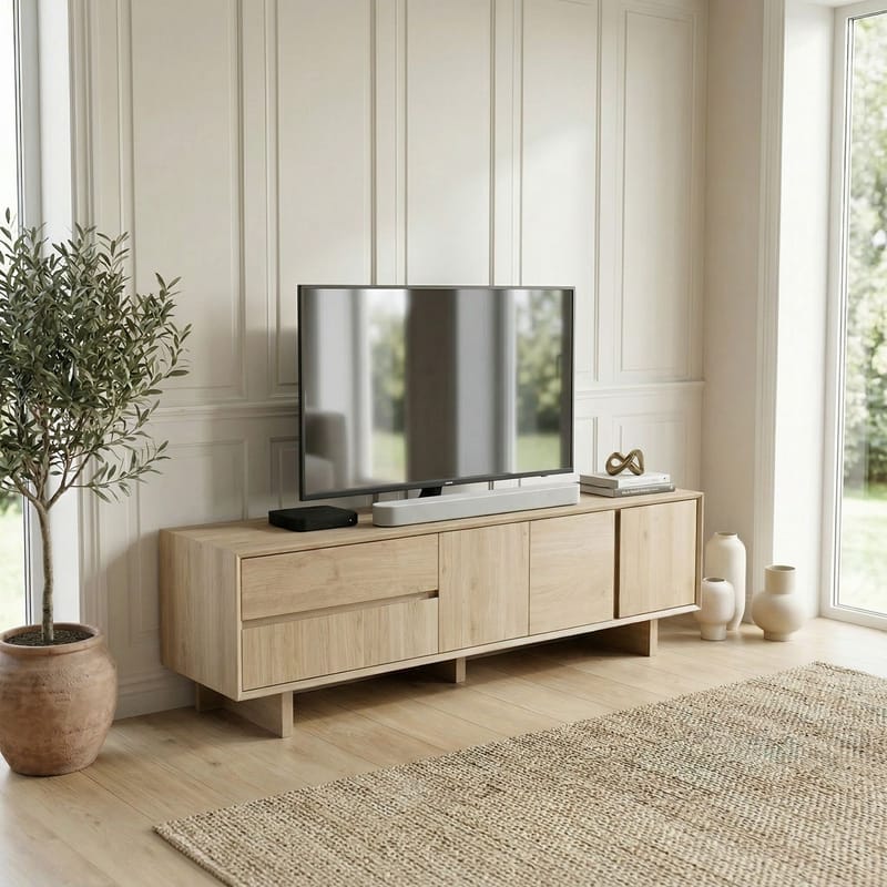 Tavon TV-bænk 180x55x45 cm - Natur eg - Møbler - TV borde & mediemøbler - TV-borde