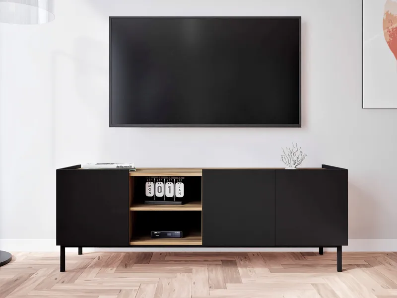 Tavrin TV-bænk 153 cm - Sort - Møbler - TV borde & mediemøbler - TV-borde