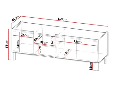 Tavrin TV-bænk 153 cm - Sort - Møbler - TV borde & mediemøbler - TV-borde
