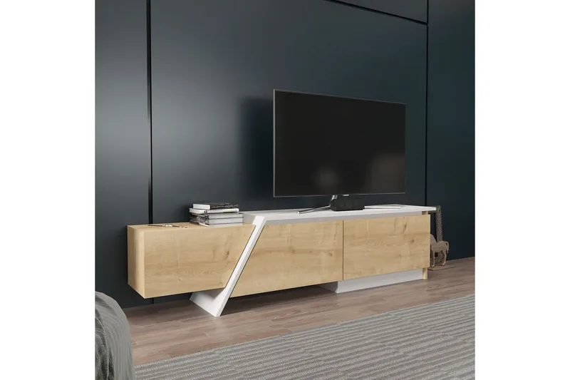 Tavros TV-bænk 180 cm - Eg/Hvid - Møbler - TV borde & mediemøbler - TV-borde