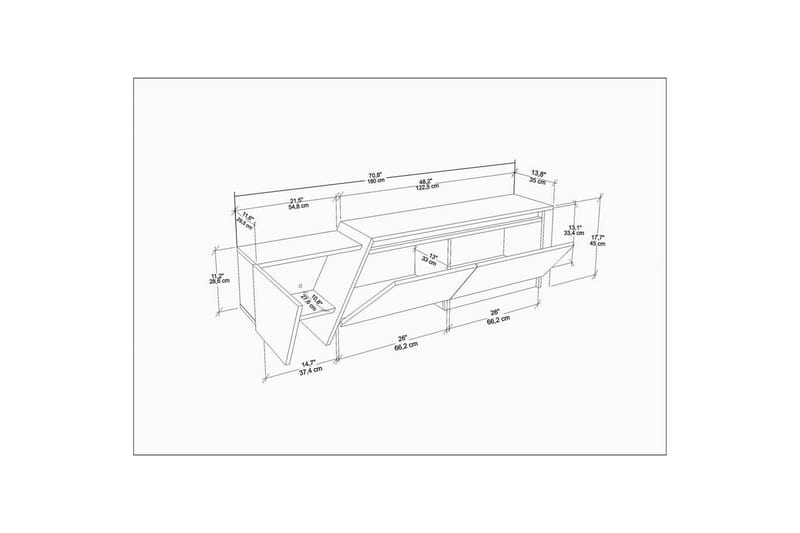 Tavros TV-bænk 180 cm - Eg/Hvid - Møbler - TV borde & mediemøbler - TV-borde