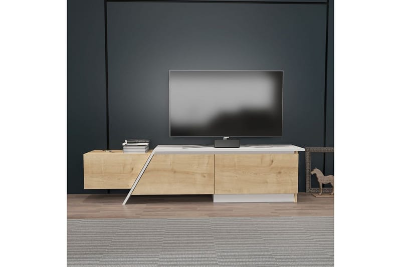 Tavros TV-bænk 180 cm - Eg/Hvid - Møbler - TV borde & mediemøbler - TV-borde