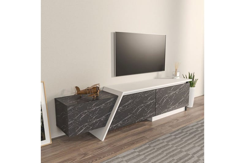 Tavros TV-bænk 180 cm - Grå/Hvid - Møbler - TV borde & mediemøbler - TV-borde