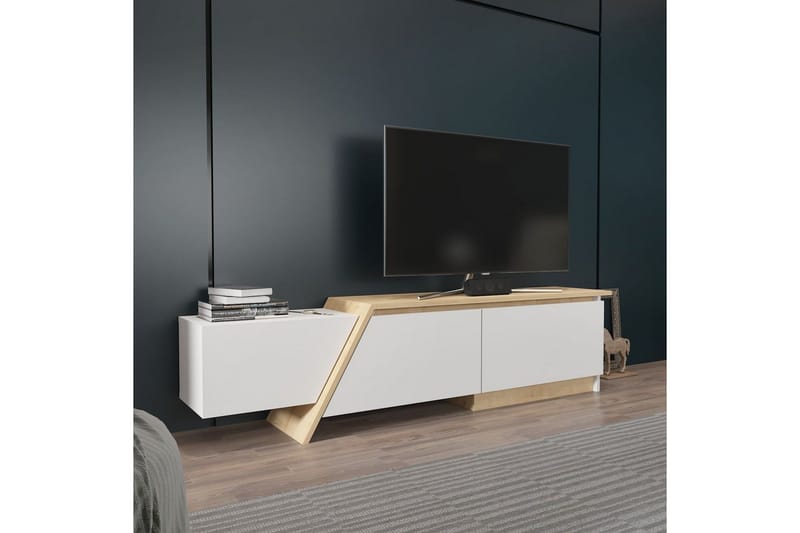 Tavros TV-bænk 180 cm - Hvid/Eg - Møbler - TV borde & mediemøbler - TV-borde