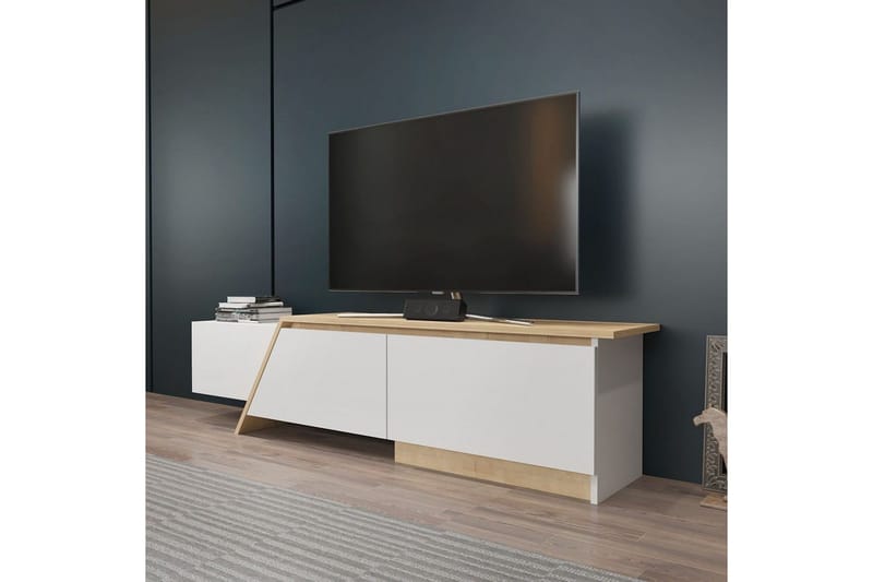 Tavros TV-bænk 180 cm - Hvid/Eg - Møbler - TV borde & mediemøbler - TV-borde