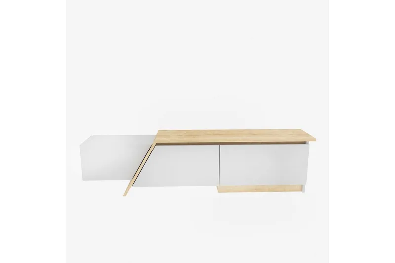 Tavros TV-bænk 180 cm, Hvid/Eg