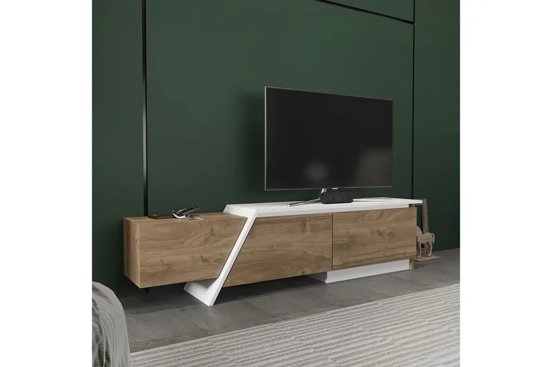 Tavros TV-bænk 180 cm - Valnød/Hvid - Møbler - TV borde & mediemøbler - TV-borde