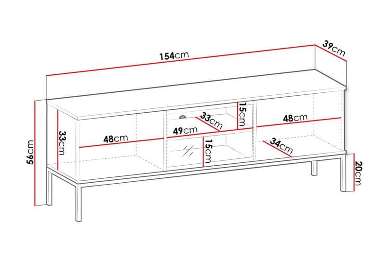 Tenorio Tv-bänk 154 cm - Beige - Møbler - TV borde & mediemøbler - TV-borde