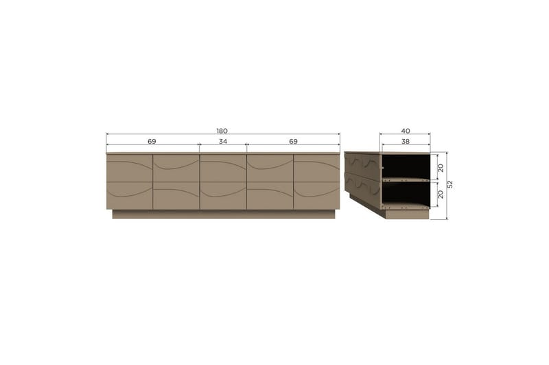 Teo Fritstående Tv-bord 180 cm med Opbevaring i Malet Træ - Beige - Møbler - TV borde & mediemøbler - TV-borde