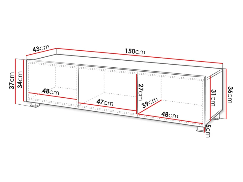 Tessan TV-bænk 150 cm - brun - Møbler - TV borde & mediemøbler - TV-borde