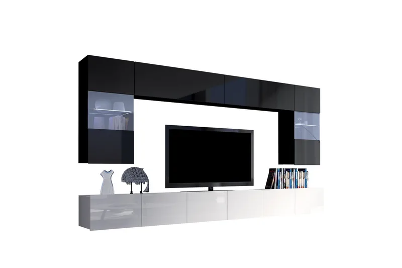 Tessan TV-møbelsæt, Sort / Hvid