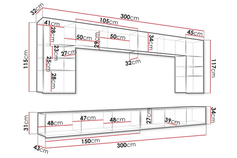 Tessan TV-møbelsæt - Sort / Hvid - Møbler - TV borde & mediemøbler - Tv-møbelsæt