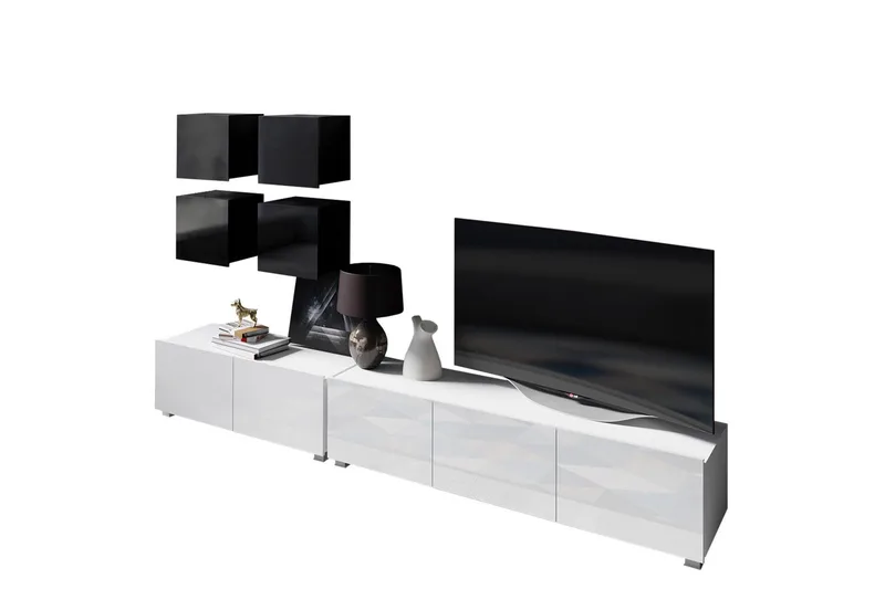 Tessan TV-møbelsæt, Sort / Hvid