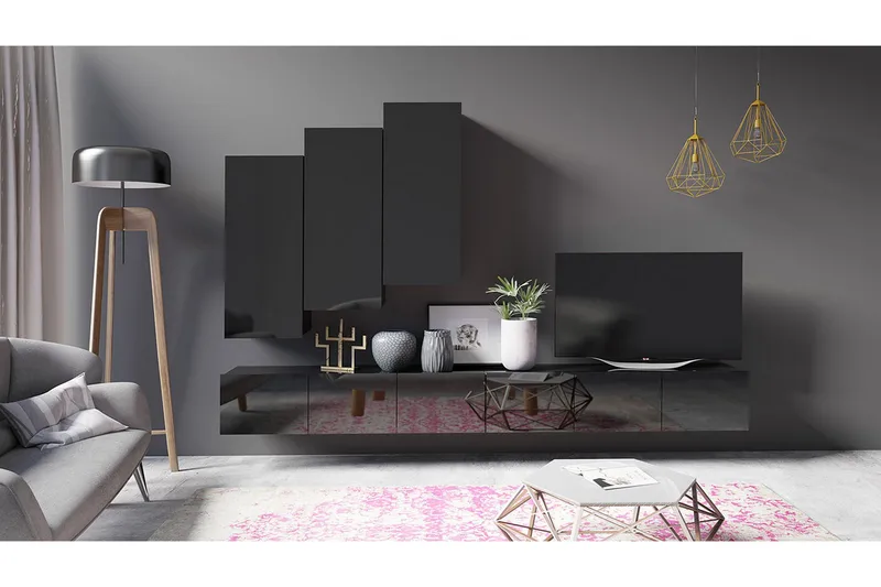 Tessan TV-møbelsæt - Sort - Møbler - TV borde & mediemøbler - Tv-møbelsæt