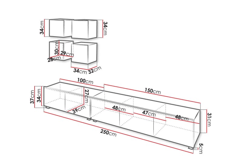 Tessan TV-møbelsæt - Sort - Møbler - TV borde & mediemøbler - Tv-møbelsæt