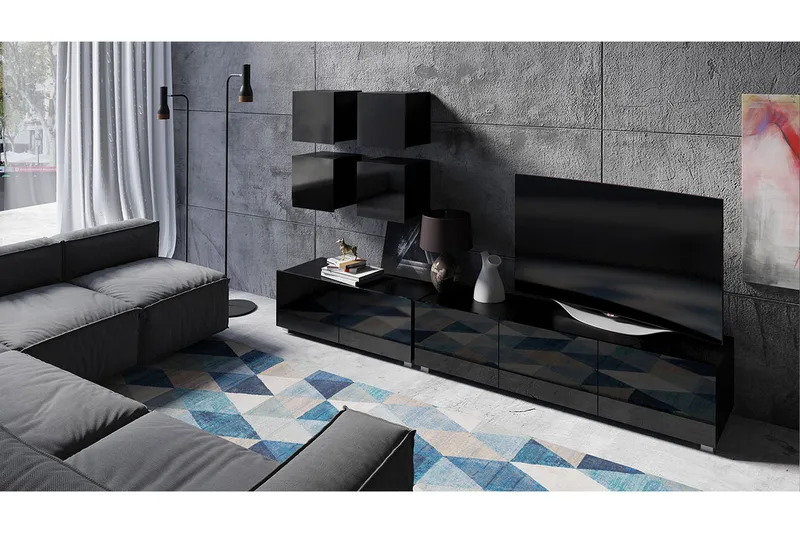 Tessan TV-møbelsæt - Sort - Møbler - TV borde & mediemøbler - Tv-møbelsæt