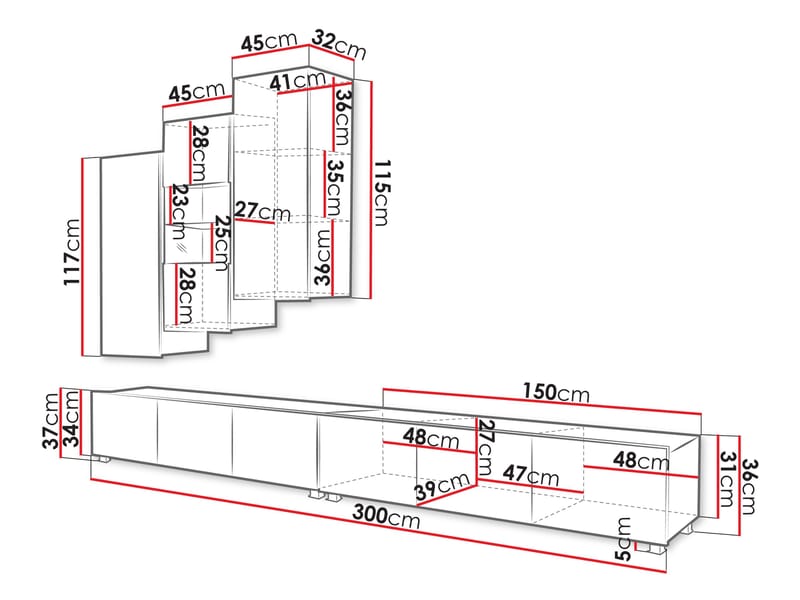 Tessan TV-vægenhed - brun - Møbler - TV borde & mediemøbler - Tv-møbelsæt