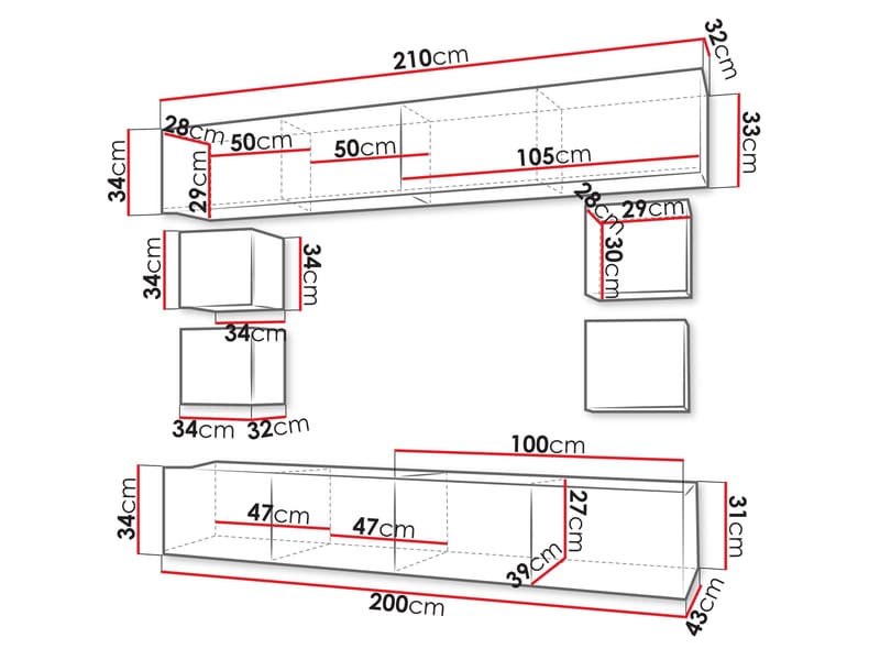 Tessan TV-vægenhed - brun - Møbler - TV borde & mediemøbler - Tv-møbelsæt