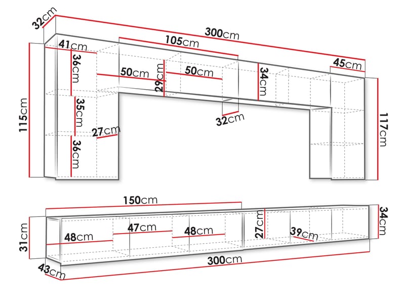 Tessan TV-vægenhed - brun - Møbler - TV borde & mediemøbler - Tv-møbelsæt