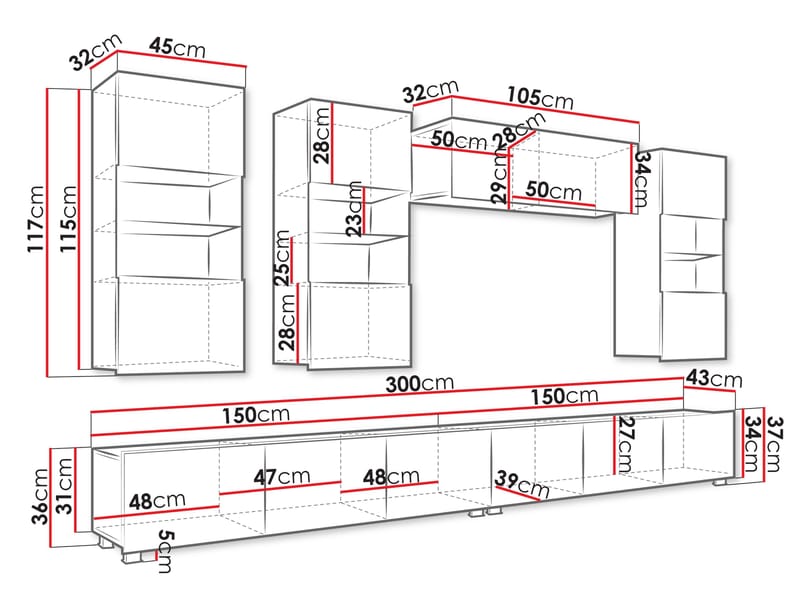 Tessan TV-vægenhed - brun - Møbler - TV borde & mediemøbler - Tv-møbelsæt