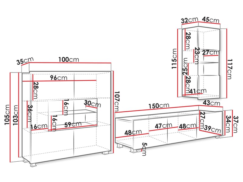 Tessan TV-vægenhed - brun - Møbler - TV borde & mediemøbler - Tv-møbelsæt