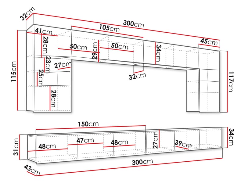 Tessan TV-vægenhed med LED-belysning - blå - Møbler - TV borde & mediemøbler - Tv-møbelsæt