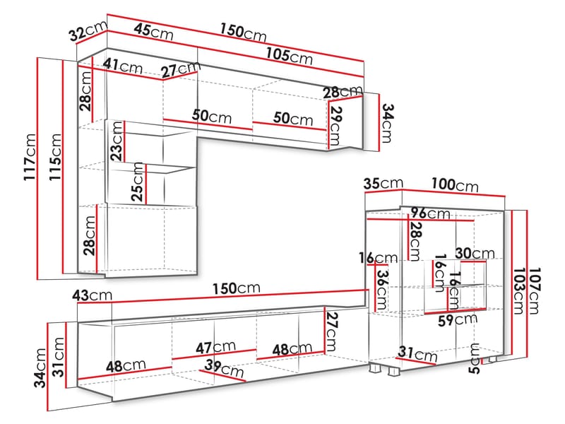 Tessan TV-vægenhed med LED-belysning - blå - Møbler - TV borde & mediemøbler - Tv-møbelsæt
