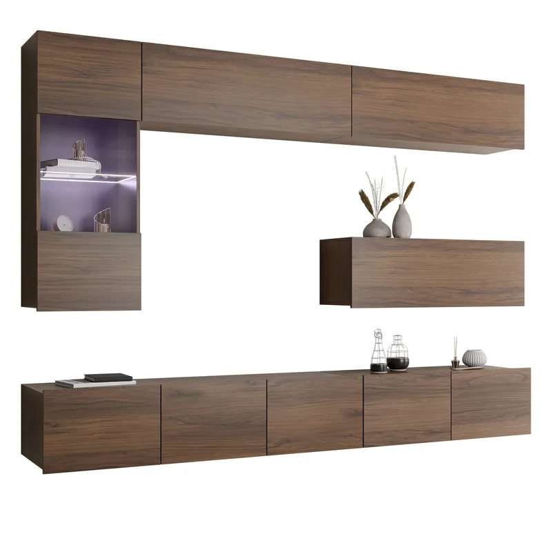 Tessan TV-vægenhed med LED-belysning, brun