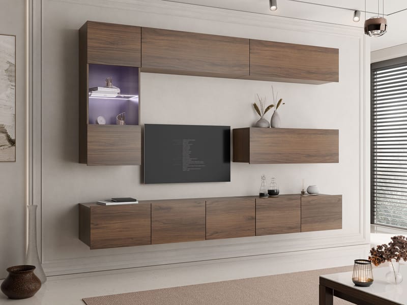 Tessan TV-vægenhed med LED-belysning - brun - Møbler - TV borde & mediemøbler - Tv-møbelsæt