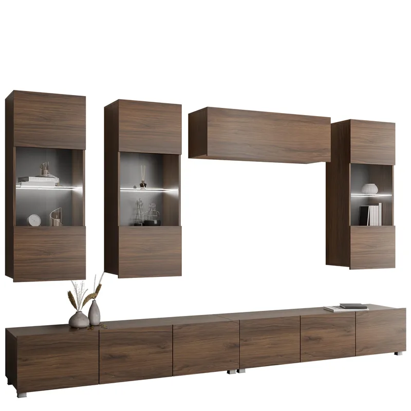 Tessan TV-vægenhed med LED-belysning, brun