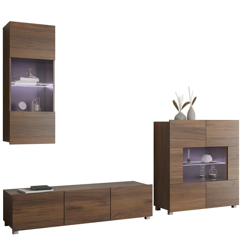 Tessan TV-vægenhed med LED-belysning, brun