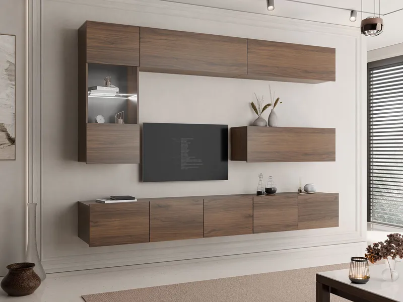 Tessan TV-vægenhed med LED-belysning - brun - Møbler - TV borde & mediemøbler - Tv-møbelsæt