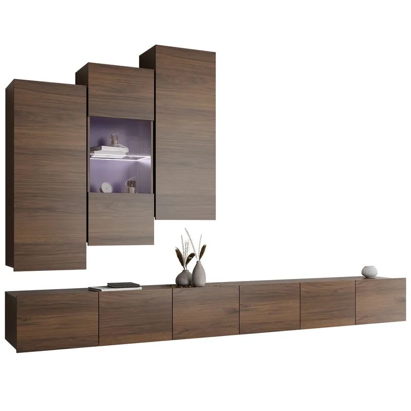 Tessan TV-vægenhed med LED-belysning, brun