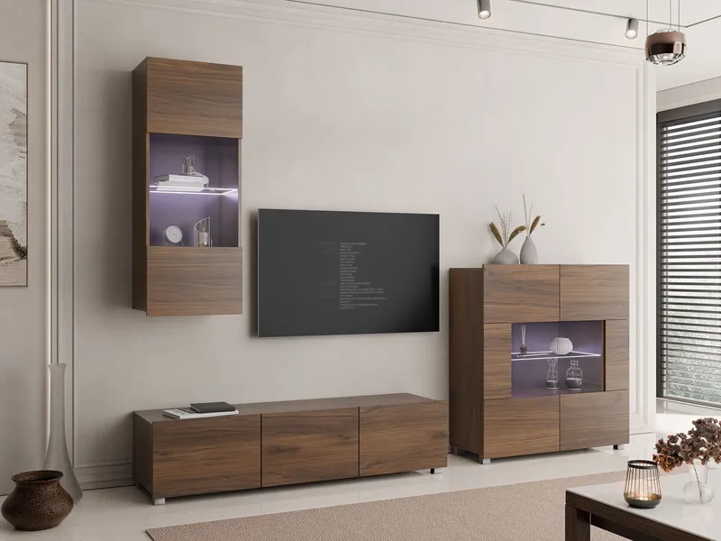 Tessan TV-vægenhed med LED-belysning - brun - Møbler - TV borde & mediemøbler - Tv-møbelsæt