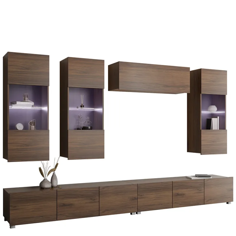 Tessan TV-vægenhed med LED-belysning, brun