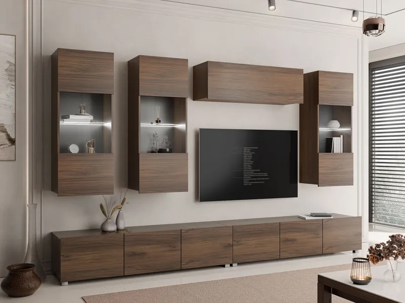 Tessan TV-vægenhed med LED-belysning - brun - Møbler - TV borde & mediemøbler - Tv-møbelsæt