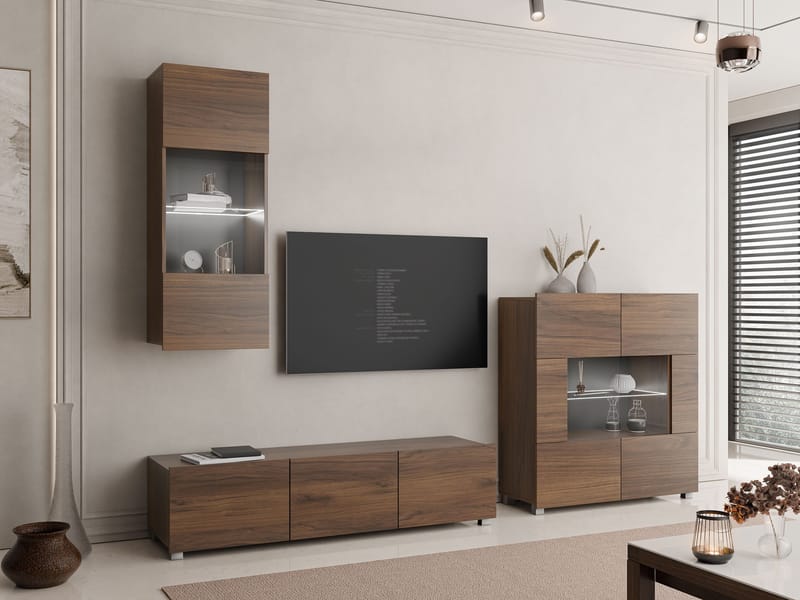 Tessan TV-vægenhed med LED-belysning - brun - Møbler - TV borde & mediemøbler - Tv-møbelsæt